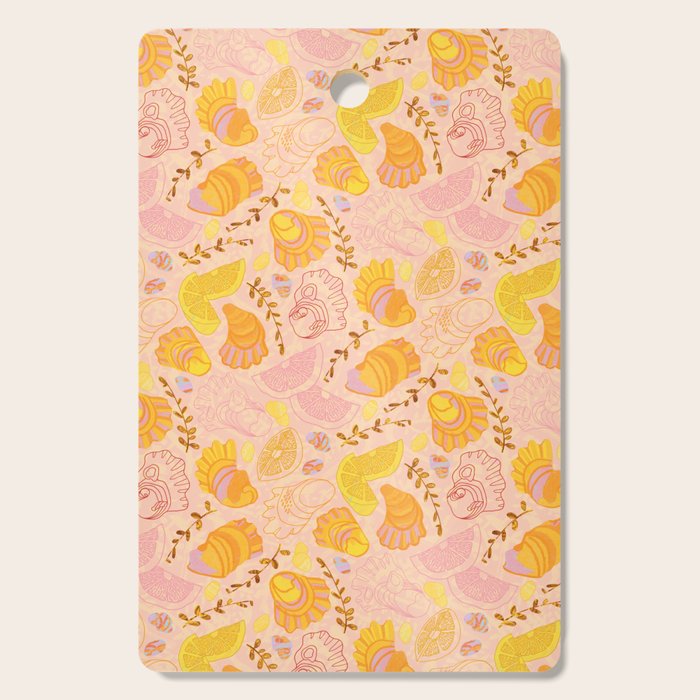 Coastal Oysters on the Beach in Lemon Orange & Peach Cutting Board Gallery Image 1