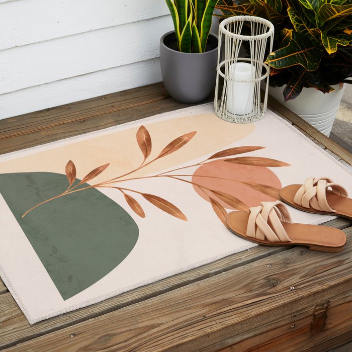 Abstract Art /Minimal Plant 15 Outdoor Rug Gallery Image 2