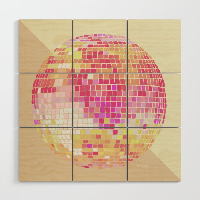 Disco Ball - Pink OmbrÃ© Wood Wall Art Gallery Image 1