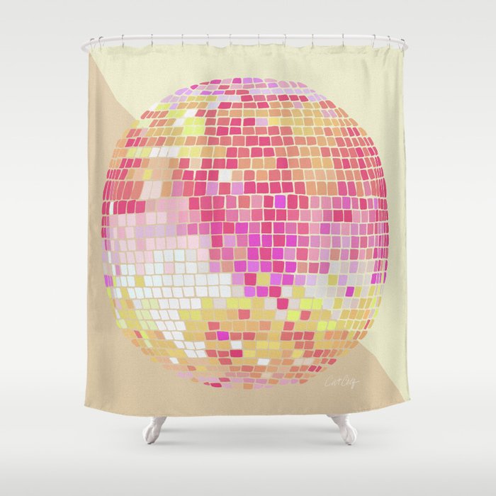 Disco Ball - Pink OmbrÃ© Shower Curtain Gallery Image 1