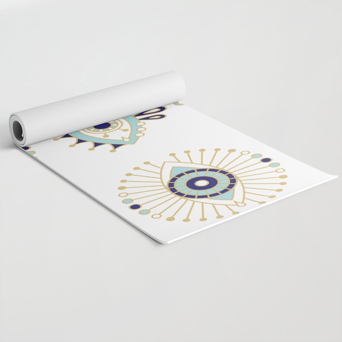 Evil Eye Collection on White Yoga Mat Gallery Image 2