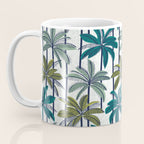 Retro Palm Springs vibes // white background highball sage and pine green palm trees oxford navy blue lines Coffee Mug Gallery Image 3