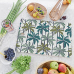 Retro Palm Springs vibes // white background highball sage and pine green palm trees oxford navy blue lines Cutting Board Gallery Image 2