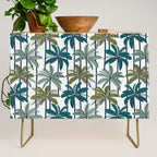 Retro Palm Springs vibes // white background highball sage and pine green palm trees oxford navy blue lines Credenza Gallery Image 1