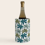 Retro Palm Springs vibes // white background highball sage and pine green palm trees oxford navy blue lines Wine Chiller Gallery Image 3