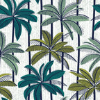 Retro Palm Springs vibes // white background highball sage and pine green palm trees oxford navy blue lines Coffee Mug Gallery Image 2