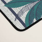 Retro Palm Springs vibes // white background highball sage and pine green palm trees oxford navy blue lines Desk Mat Gallery Image 4