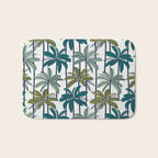 Retro Palm Springs vibes // white background highball sage and pine green palm trees oxford navy blue lines Bath Mat Gallery Image 1
