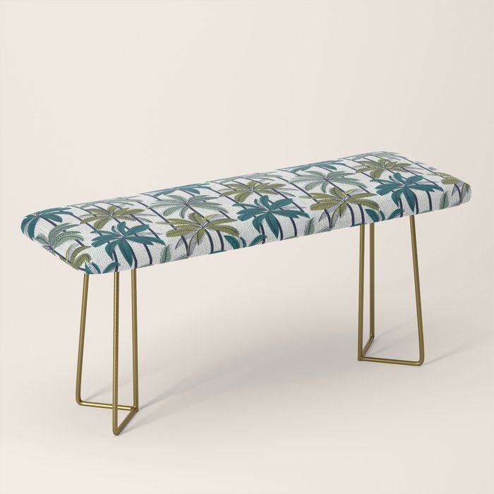 Retro Palm Springs vibes // white background highball sage and pine green palm trees oxford navy blue lines Bench Gallery Image 2