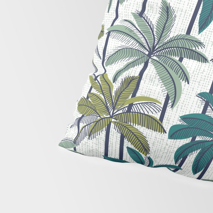 Retro Palm Springs vibes // white background highball sage and pine green palm trees oxford navy blue lines Pillow Sham Gallery Image 4