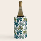 Retro Palm Springs vibes // white background highball sage and pine green palm trees oxford navy blue lines Wine Chiller Gallery Image 1