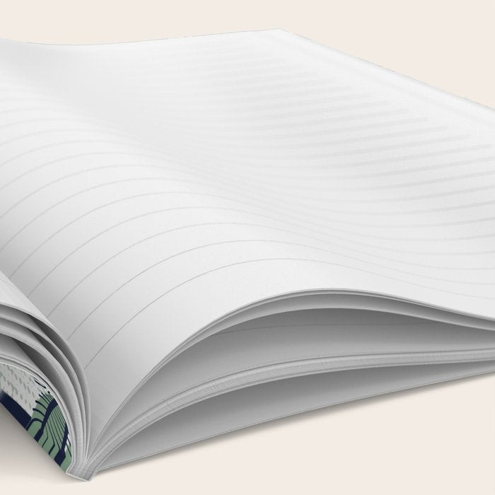 Retro Palm Springs vibes // white background highball sage and pine green palm trees oxford navy blue lines Notebook Gallery Image 2