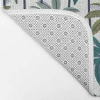 Retro Palm Springs vibes // white background highball sage and pine green palm trees oxford navy blue lines Bath Mat Gallery Image 2