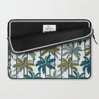 Retro Palm Springs vibes // white background highball sage and pine green palm trees oxford navy blue lines Laptop Sleeve Gallery Image 2