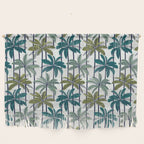 Retro Palm Springs vibes // white background highball sage and pine green palm trees oxford navy blue lines Wall Hanging Gallery Image 1