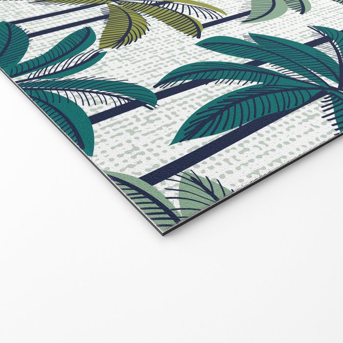 Retro Palm Springs vibes // white background highball sage and pine green palm trees oxford navy blue lines Welcome Mat Gallery Image 2