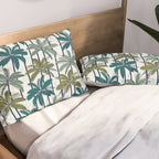 Retro Palm Springs vibes // white background highball sage and pine green palm trees oxford navy blue lines Pillow Sham Gallery Image 2