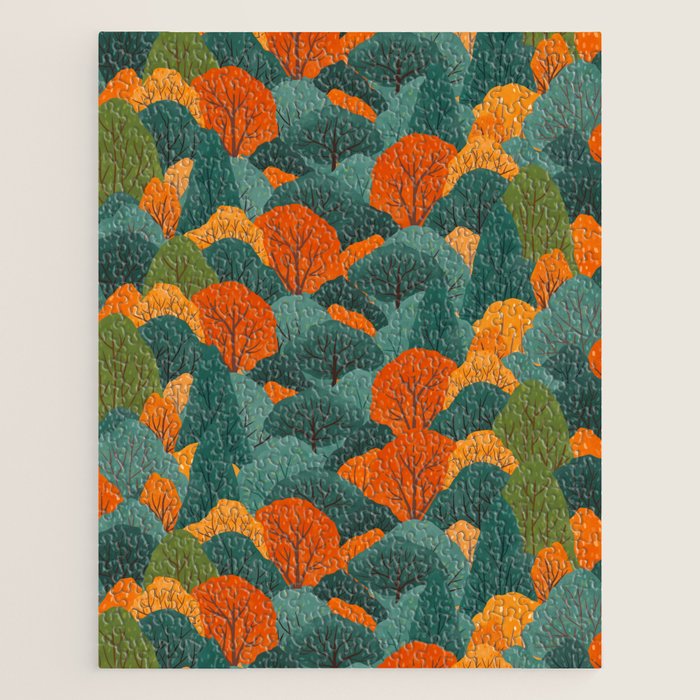 Fall Trees Pattern Jigsaw Puzzle Gallery Image 1