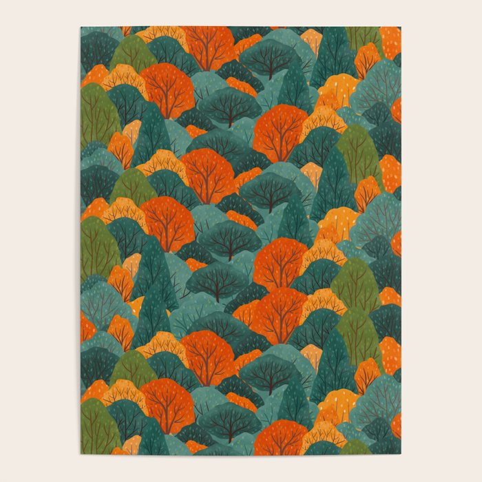 Fall Trees Pattern Poster Gallery Image 4