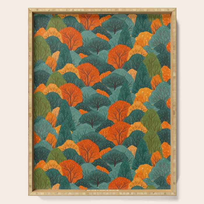 Fall Trees Pattern Serving Tray Gallery Image 1