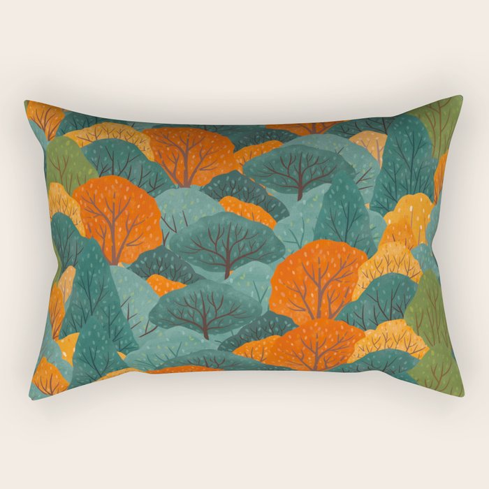 Fall Trees Pattern Rectangular Pillow Gallery Image 1