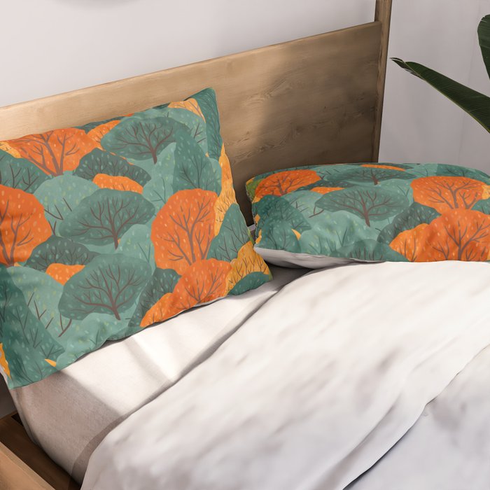 Fall Trees Pattern Pillow Sham Gallery Image 2