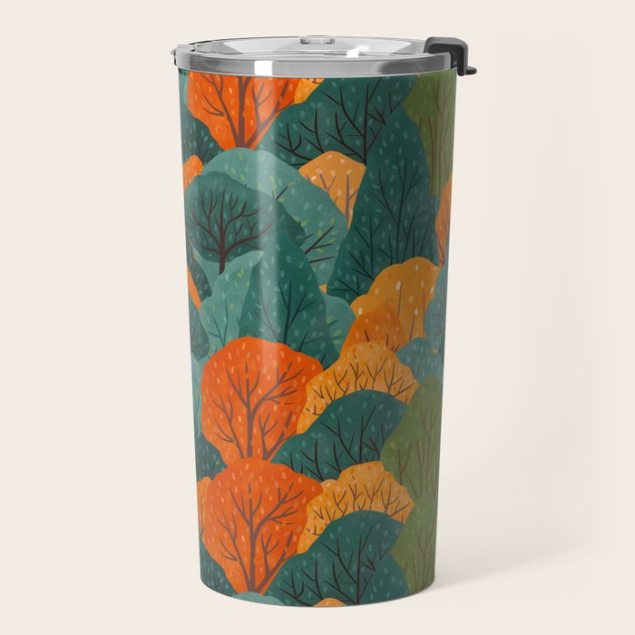 Fall Trees Pattern Travel Mug Gallery Image 2