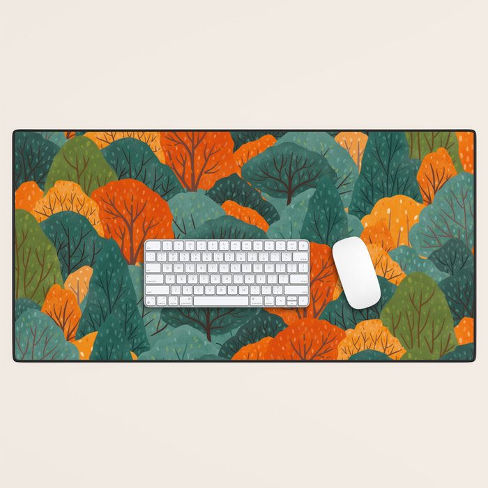 Fall Trees Pattern Desk Mat Gallery Image 1