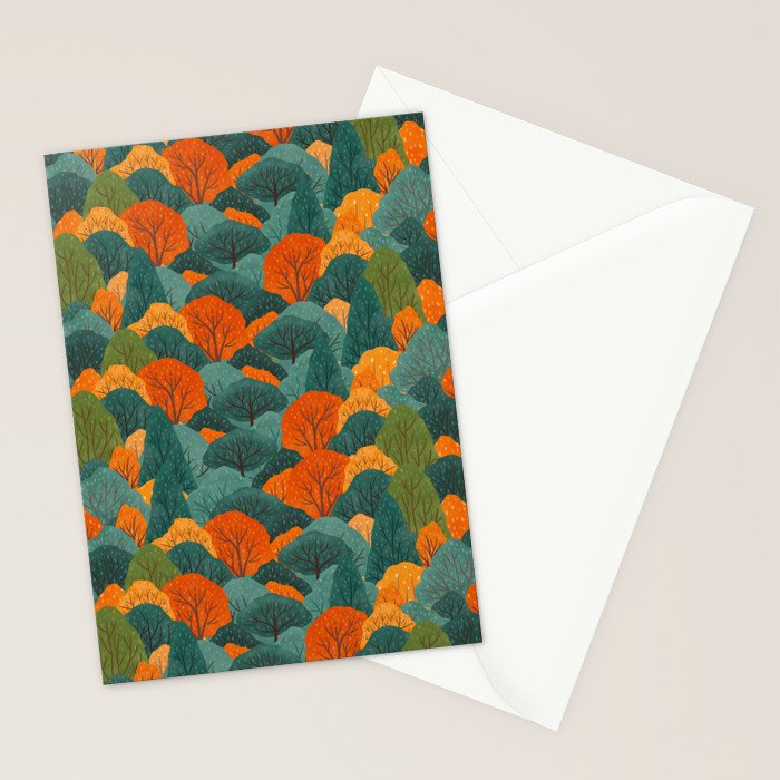 Fall Trees Pattern Stationery Card Gallery Image 2