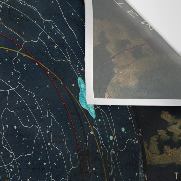 "Planetary System, Eclipse of the Sun, the Moon, the Zodiacal Light, Meteoric Shower" by Levi Walter Yaggi, 1887 Wall Tapestry Gallery Image 3