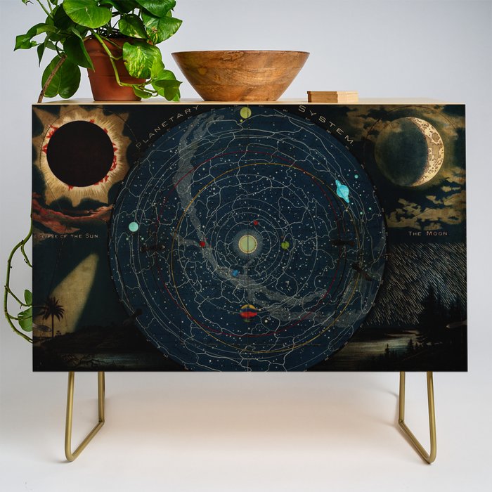 "Planetary System, Eclipse of the Sun, the Moon, the Zodiacal Light, Meteoric Shower" by Levi Walter Yaggi, 1887 Credenza Gallery Image 1