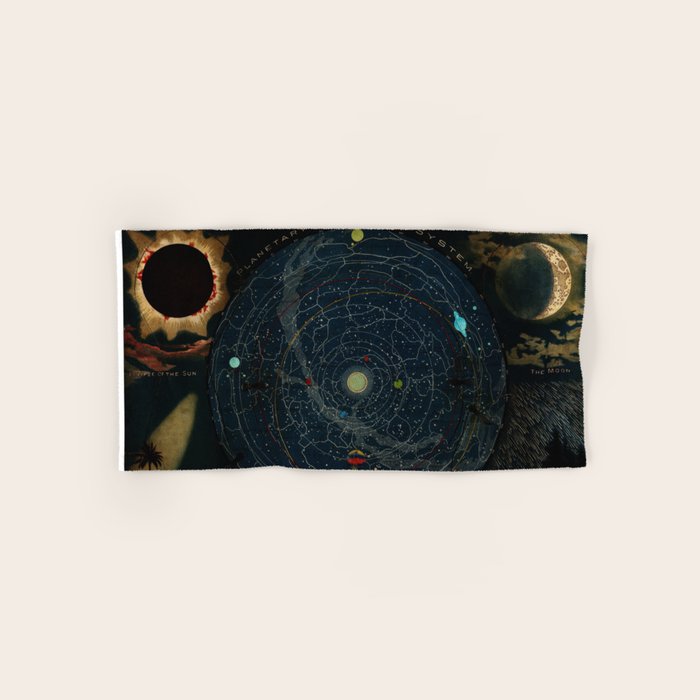"Planetary System, Eclipse of the Sun, the Moon, the Zodiacal Light, Meteoric Shower" by Levi Walter Yaggi, 1887 Bath Towel Gallery Image 1