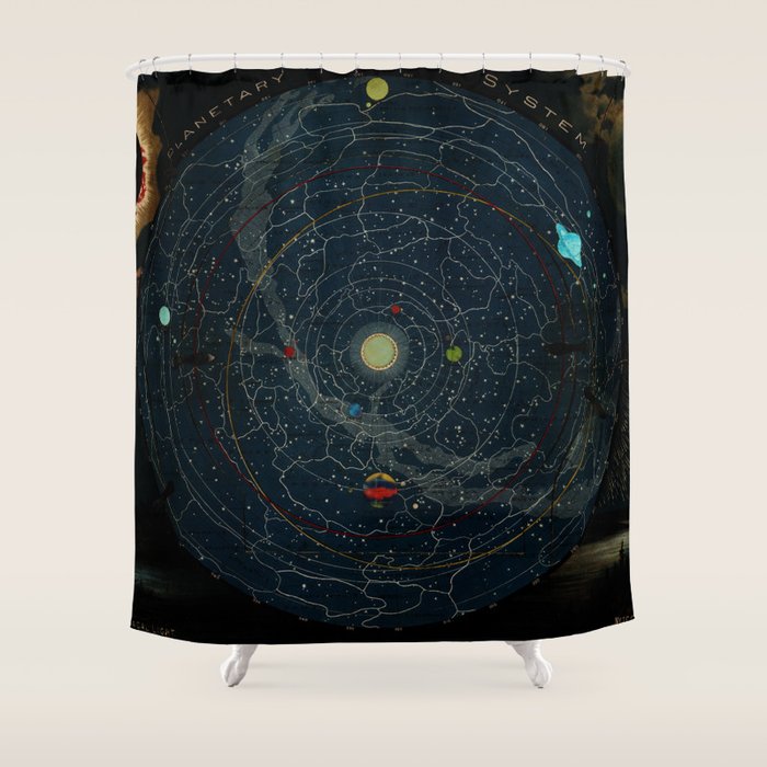 "Planetary System, Eclipse of the Sun, the Moon, the Zodiacal Light, Meteoric Shower" by Levi Walter Yaggi, 1887 Shower Curtain Gallery Image 1