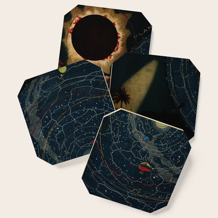 "Planetary System, Eclipse of the Sun, the Moon, the Zodiacal Light, Meteoric Shower" by Levi Walter Yaggi, 1887 Coaster Gallery Image 1