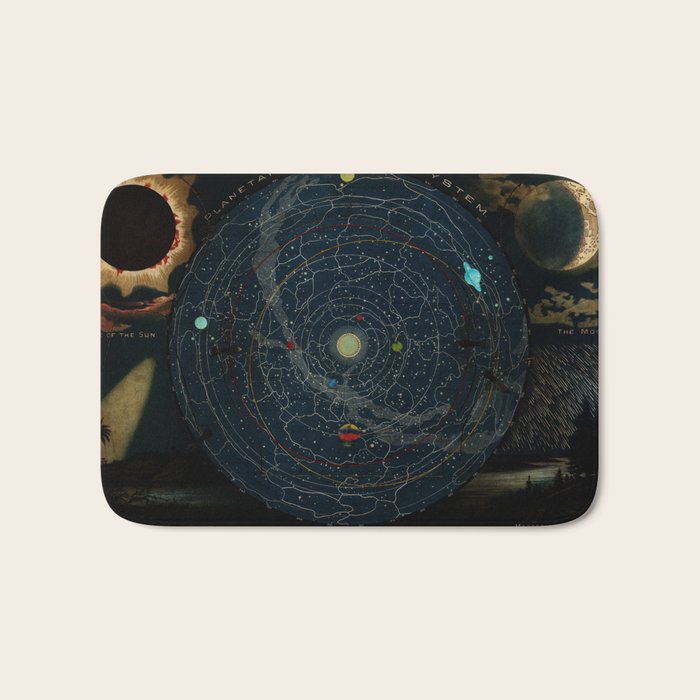 "Planetary System, Eclipse of the Sun, the Moon, the Zodiacal Light, Meteoric Shower" by Levi Walter Yaggi, 1887 Bath Mat Gallery Image 1
