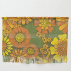 Orange, Brown, Yellow and Green Retro Daisy Pattern Wall Hanging Gallery Image 1