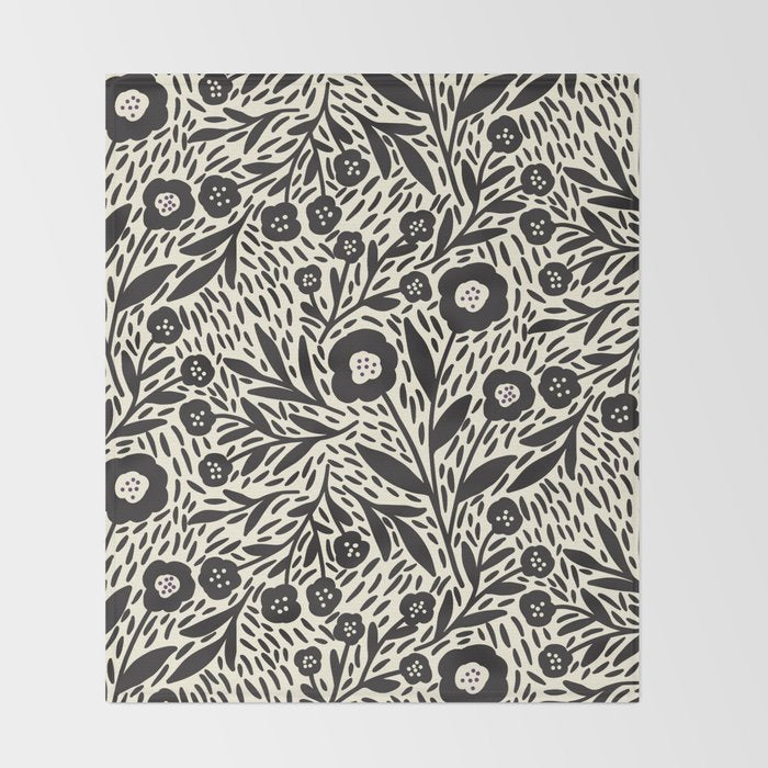Botanical garden - Black and White Throw Blanket Gallery Image 2