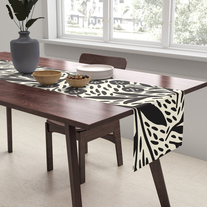 Botanical garden - Black and White Table Runner Gallery Image 2
