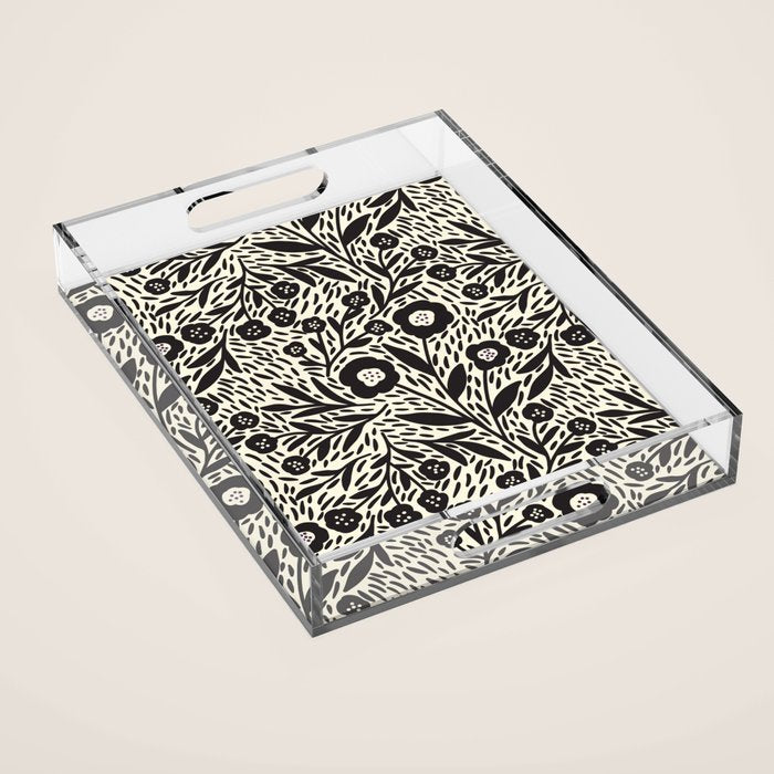 Botanical garden - Black and White Acrylic Tray Gallery Image 1