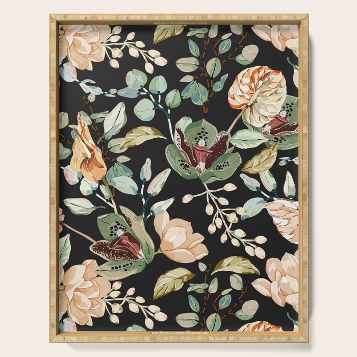 Lush colorful exotic garden C Serving Tray Gallery Image 1