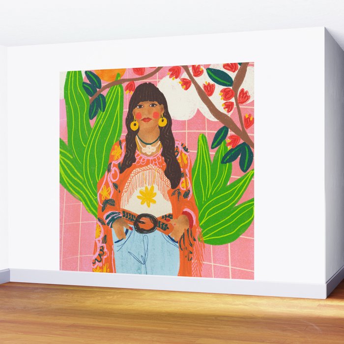 Hippie Girl Wall Mural Gallery Image 2