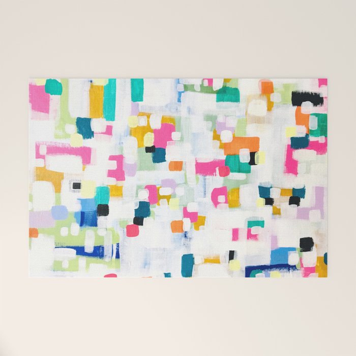 A Thousand Springs Blooming #2 Fun Colorful Abstract Painting by Ejaaz Haniff Welcome Mat Gallery Image 1