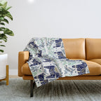 Swedish Dala Horse - Navy & Mint Palette Throw Blanket Gallery Image 1