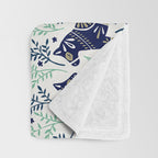 Swedish Dala Horse - Navy & Mint Palette Throw Blanket Gallery Image 3