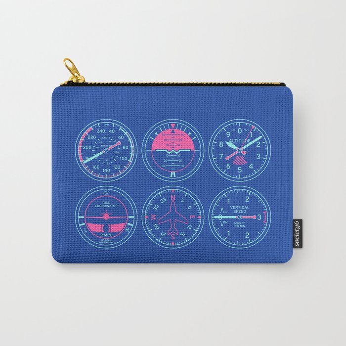 Aircraft Flight Instruments - 6 Pack Blue Carry All Pouch Gallery Image 1