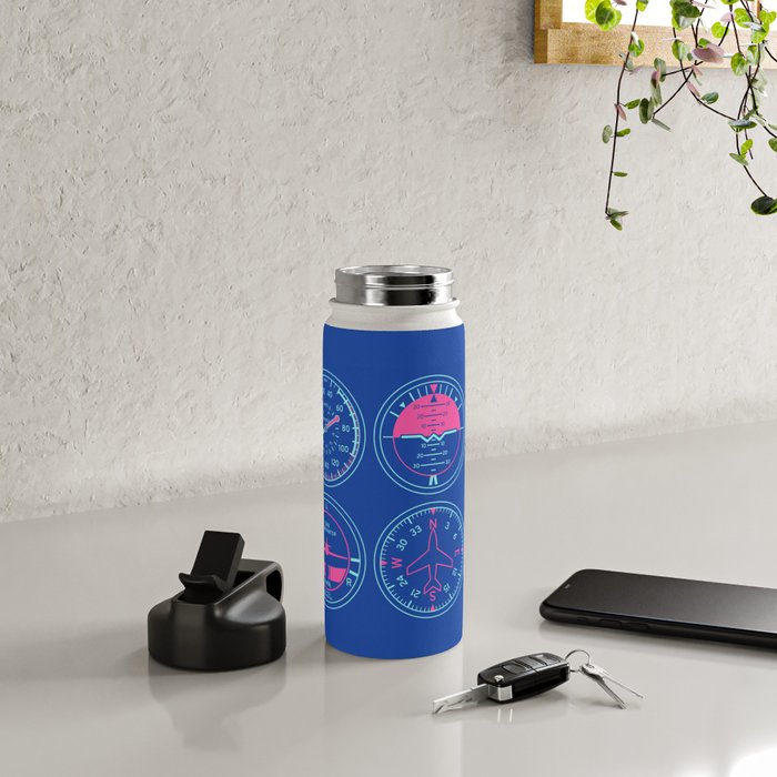 Aircraft Flight Instruments - 6 Pack Blue Water Bottle Gallery Image 4