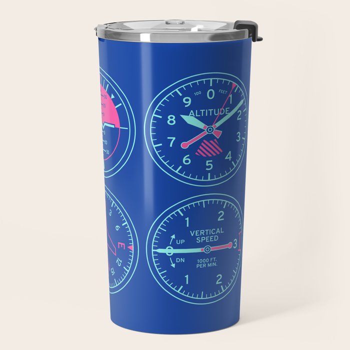 Aircraft Flight Instruments - 6 Pack Blue Travel Mug Gallery Image 2