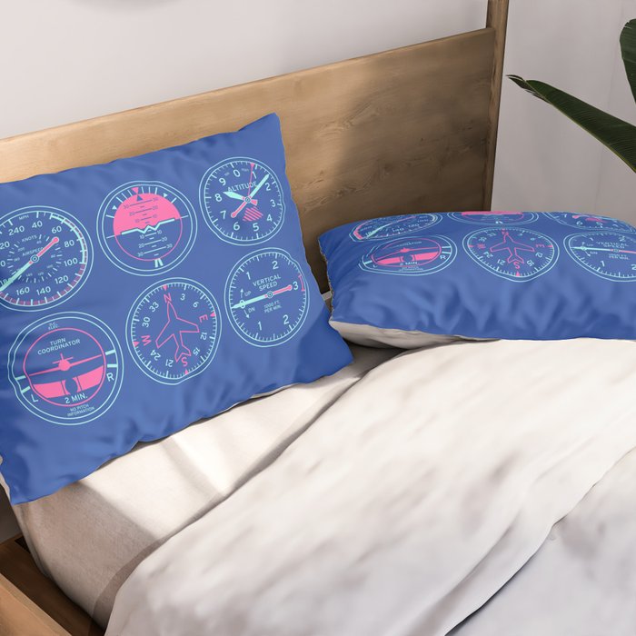 Aircraft Flight Instruments - 6 Pack Blue Pillow Sham Gallery Image 2