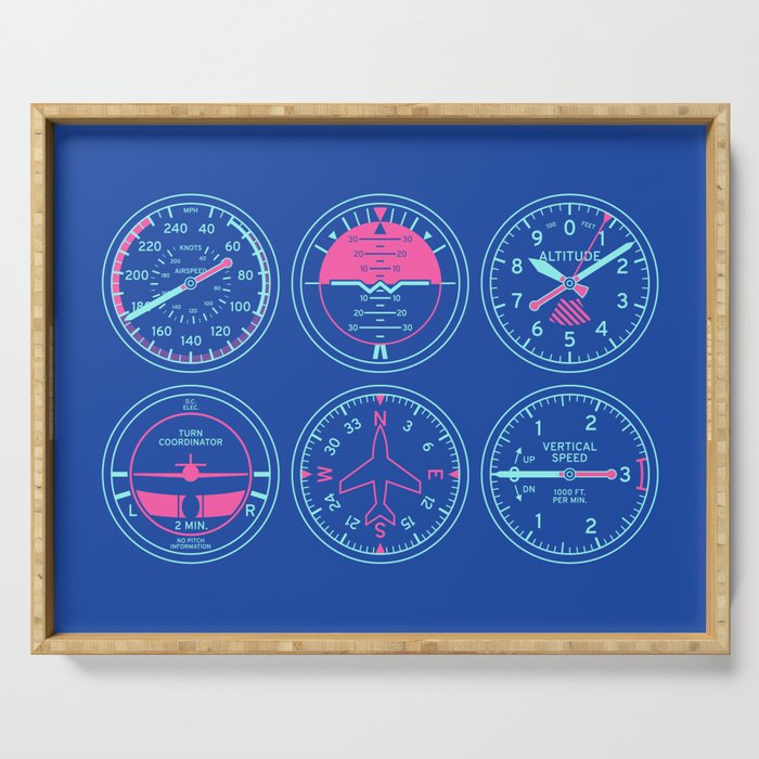 Aircraft Flight Instruments - 6 Pack Blue Serving Tray Gallery Image 1