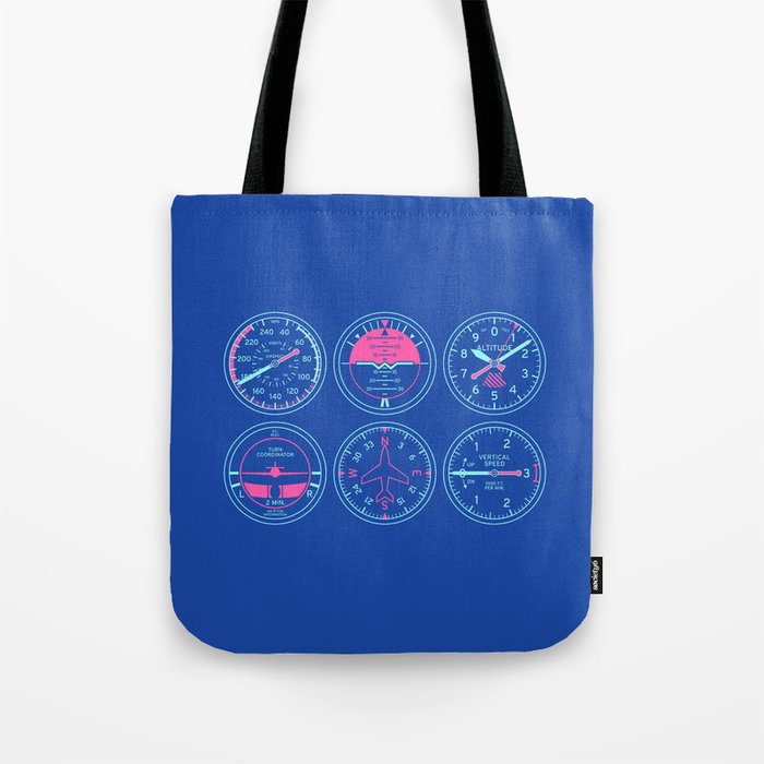 Aircraft Flight Instruments - 6 Pack Blue Tote Bag Gallery Image 1